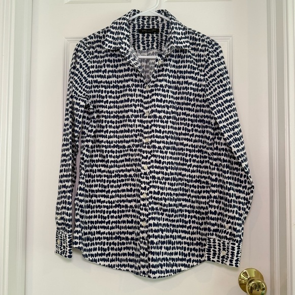Banana Republic Tops - Banana Republic Dillon Shirt Button-Up White Blue Dots Size Small